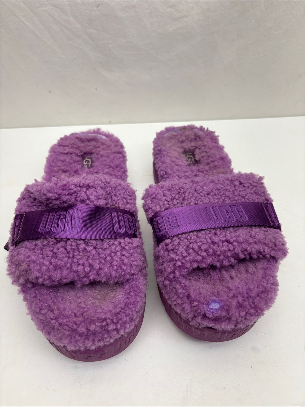 UGG Purple Plush Shearling Slide Sandals, SZ 7